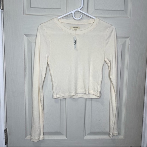 Madewell Tops - Madewell Fine Ribbed Supercrop Crewneck Long-Sleeve Sz M